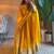 light yellow color sequin embroidery silk blend gown set