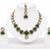 kundan green mehendi polish necklace set with earrings and maang tikka for bridal wedding jewelry