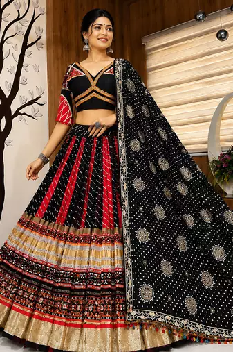 Black Navratri Mirror Work Lehenga Choli