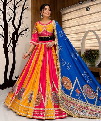 Yellow Navratri Mirror Work Lehenga Choli 1
