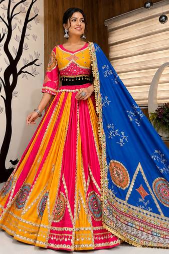Yellow Navratri Mirror Work Lehenga Choli