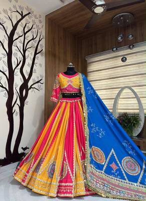 Yellow Navratri Mirror Work Lehenga Choli 2