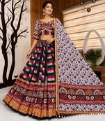 Multicolor Navratri Printed Mirror Work Lehenga Choli