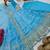 sky blue color sequin embroidery silk blend gown set