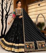 Black Navratri Mirror Work Designer Lehenga Choli