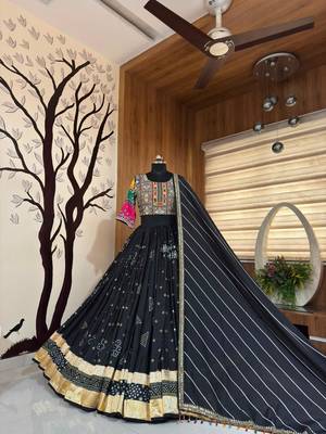 Black Navratri Mirror Work Designer Lehenga Choli 2