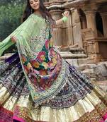 Purple Navratri Mirror Work Lehenga