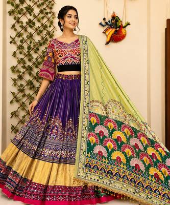 Purple Navratri Mirror Work Lehenga 2