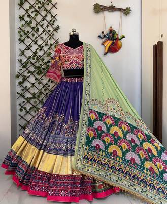 Purple Navratri Mirror Work Lehenga 3