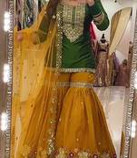Green sequin And Embroidery Work Faux Georgette Salwar Suit