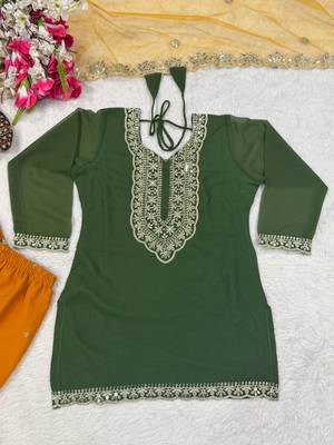 Green sequin And Embroidery Work Faux Georgette Salwar Suit 2