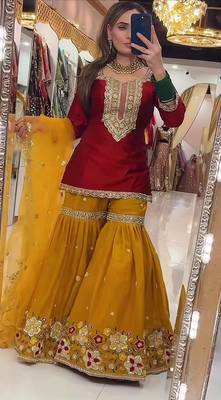 Maroon sequin And Embroidery Work Faux Georgette Salwar Suit 1