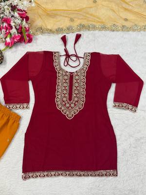 Maroon sequin And Embroidery Work Faux Georgette Salwar Suit 2