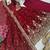 brown color sequin embroidery silk blend gown set