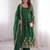 dark green color sequin embroidery silk blend gown set