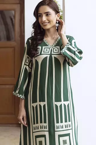 Women Printed Regula Geometric A-Line Kurta with Palazzos