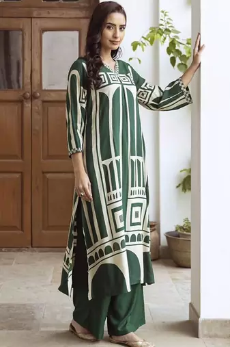 Women Printed Regula Geometric A-Line Kurta with Palazzos