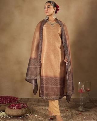 Women Bandhani Embroidered Regular Sequinned Kurta with Trousers & Dupatta 1