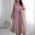pink color sequin embroidery silk blend gown set