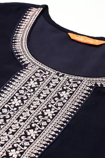 Ethnic Motifs Embroidered Regular Sequinned Kurta with Trousers & Dupatta