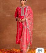 Ethnic Motifs Embroidered Regular Thread Work Kurta With Trousers & With Dupatta