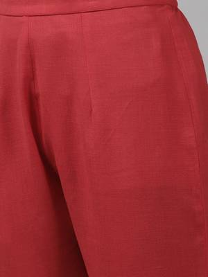 Women Red Ethnic Motifs Embroidered Sequinned Kurta with Trousers & With Dupatta 3