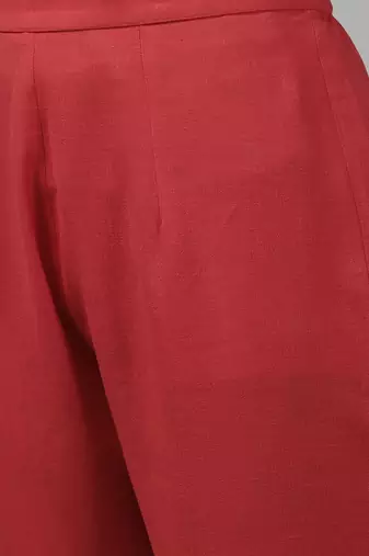 Women Red Ethnic Motifs Embroidered Sequinned Kurta with Trousers & With Dupatta