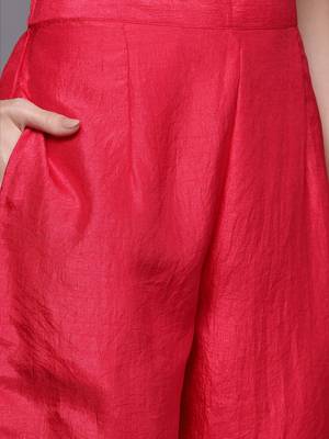 Women Fuchsia Pink Ethnic Motifs Yoke Design Kurta with Trousers & Dupatta 4