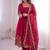 red color sequin embroidery silk blend gown set