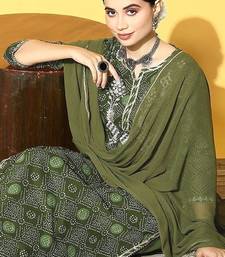 Women Green Ethnic Motifs Printed Gotta Patti Kurta with Sharara & With Dupatta