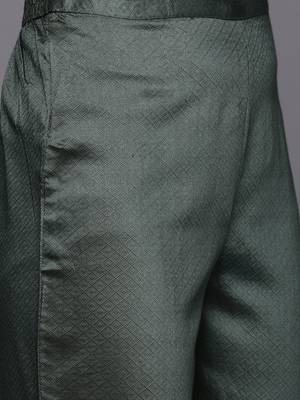 Women Green Ethnic Motifs Embroidered Kurta with Trousers & With Dupatta 3