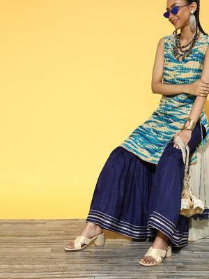 Ombre Cotton Blend Short Kurti with Sharara 2
