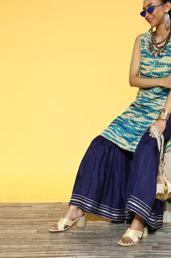 Ombre Cotton Blend Short Kurti with Sharara