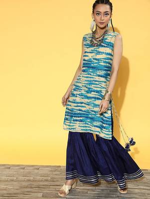 Ombre Cotton Blend Short Kurti with Sharara 3