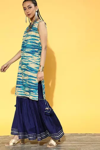 Ombre Cotton Blend Short Kurti with Sharara
