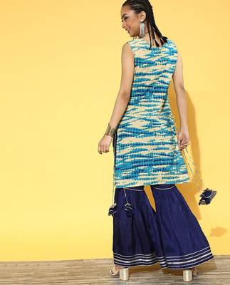 Ombre Cotton Blend Short Kurti with Sharara 4