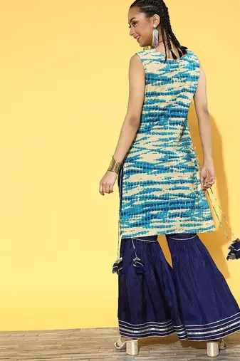 Ombre Cotton Blend Short Kurti with Sharara