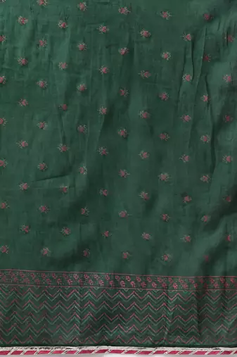 Women Green Ethnic Motifs Printed Pleated Gotta Patti Kurta with Palazzos & With Dupatta