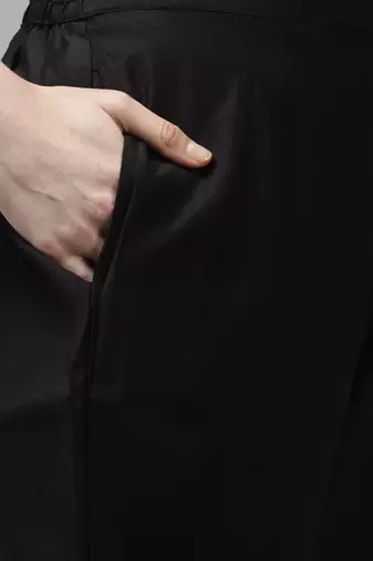 Women Black Liva Sequin Detail Kurta with Trousers & Dupatta