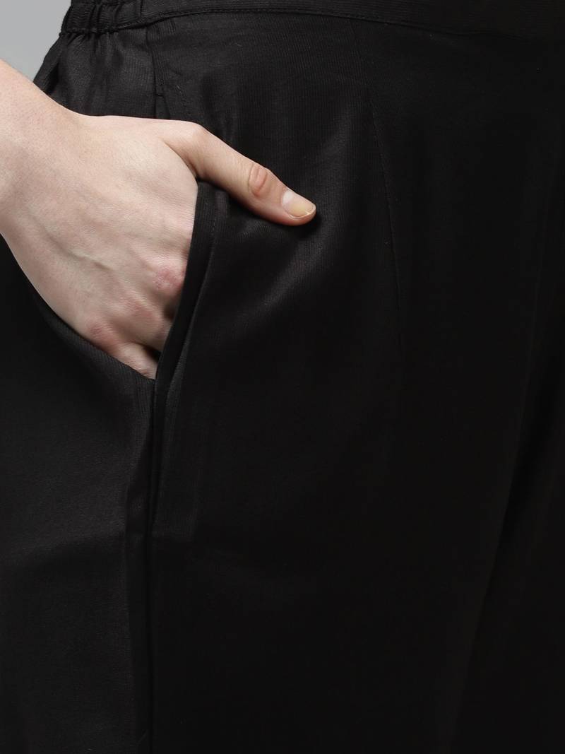 Women Black Liva Sequin Detail Kurta with Trousers & Dupatta