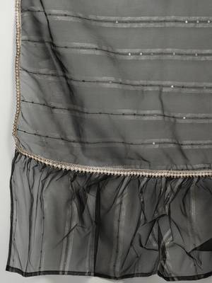 Women Black Liva Sequin Detail Kurta with Trousers & Dupatta 5