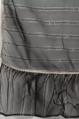 Women Black Liva Sequin Detail Kurta with Trousers & Dupatta