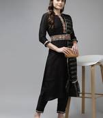 Women Black Liva Sequin Detail Kurta with Trousers & Dupatta