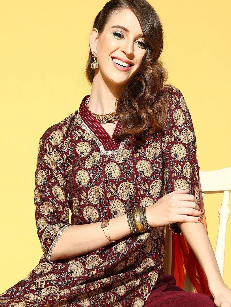Floral Cotton Blend Kurta Set