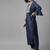 Women Navy Blue & Golden Yoke Design Kurta with Trousers & Dupatta