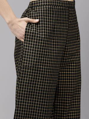 Women Black Printed Kurta with Palazzos & Dupatta 3