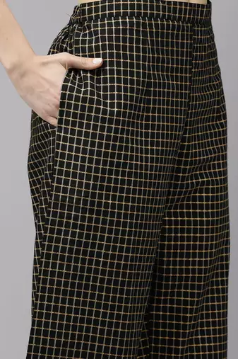 Women Black Printed Kurta with Palazzos & Dupatta