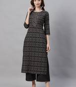 Women Black & Grey Printed Kurta with Palazzos