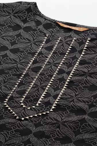 Women Black & Grey Printed Kurta with Palazzos