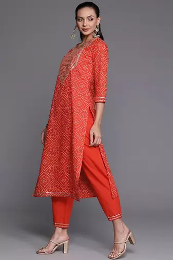Bandhani Printed Sequined Kurta with Palazzos & Dupatta